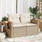vidaXL - Tuinbank - 2-zits - met - kussens - poly - rattan - beige