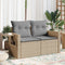vidaXL - Tuinbank - 2-zits - met - kussens - poly - rattan - beige