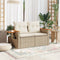 vidaXL - Tuinbank - 2-zits - met - kussens - poly - rattan - beige