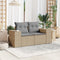 vidaXL - Tuinbank - 2-zits - met - kussens - poly - rattan - beige