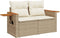 vidaXL - Tuinbank - 2-zits - met - kussens - poly - rattan - beige