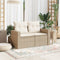 vidaXL - Tuinbank - 2-zits - met - kussens - poly - rattan - beige