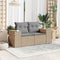 vidaXL - Tuinbank - 2-zits - met - kussens - poly - rattan - beige