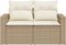 vidaXL - Tuinbank - 2-zits - met - kussens - poly - rattan - beige