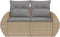 vidaXL - Tuinbank - 2-zits - met - kussens - poly - rattan - beige