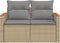vidaXL - Tuinbank - 2-zits - met - kussens - poly - rattan - beige