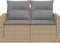 vidaXL - Tuinbank - 2-zits - met - kussens - poly - rattan - beige