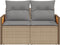 vidaXL - Tuinbank - 2-zits - met - kussens - poly - rattan - beige