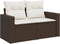vidaXL - Tuinbank - 2-zits - met - kussens - poly - rattan - bruin