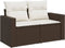 vidaXL - Tuinbank - 2-zits - met - kussens - poly - rattan - bruin