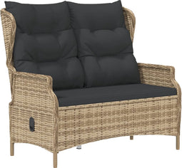 vidaXL - Tuinbank - 2-zits - met - kussens - poly - rattan - bruin