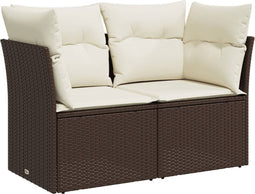 vidaXL - Tuinbank - 2-zits - met - kussens - poly - rattan - bruin