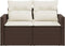 vidaXL - Tuinbank - 2-zits - met - kussens - poly - rattan - bruin