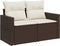 vidaXL - Tuinbank - 2-zits - met - kussens - poly - rattan - bruin