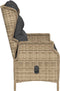vidaXL - Tuinbank - 2-zits - met - kussens - poly - rattan - bruin