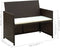 vidaXL - Tuinbank - 2-zits - met - kussens - poly - rattan - bruin