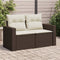 vidaXL - Tuinbank - 2-zits - met - kussens - poly - rattan - bruin