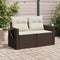 vidaXL - Tuinbank - 2-zits - met - kussens - poly - rattan - bruin