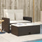 vidaXL - Tuinbank - 2-zits - met - kussens - poly - rattan - bruin