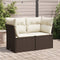 vidaXL - Tuinbank - 2-zits - met - kussens - poly - rattan - bruin