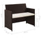 vidaXL - Tuinbank - 2-zits - met - kussens - poly - rattan - bruin