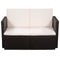 vidaXL - Tuinbank - 2-zits - met - kussens - poly - rattan - bruin