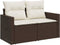 vidaXL - Tuinbank - 2-zits - met - kussens - poly - rattan - bruin