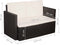 vidaXL - Tuinbank - 2-zits - met - kussens - poly - rattan - bruin