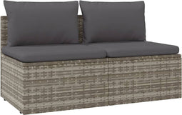 vidaXL-Tuinbank-2-zits-met-kussens-poly-rattan-grijs