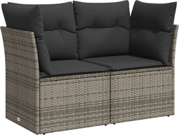 vidaXL - Tuinbank - 2-zits - met - kussens - poly - rattan - grijs