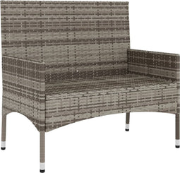 vidaXL - Tuinbank - 2-zits - met - kussens - poly - rattan - grijs