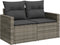 vidaXL - Tuinbank - 2-zits - met - kussens - poly - rattan - grijs
