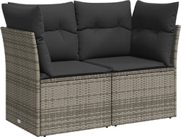 vidaXL - Tuinbank - 2-zits - met - kussens - poly - rattan - grijs
