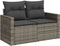 vidaXL - Tuinbank - 2-zits - met - kussens - poly - rattan - grijs
