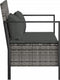 vidaXL - Tuinbank - 2-zits - met - kussens - poly - rattan - grijs