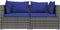 vidaXL - Tuinbank - 2-zits - met - kussens - poly - rattan - grijs