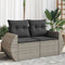 vidaXL - Tuinbank - 2-zits - met - kussens - poly - rattan - grijs