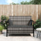 vidaXL - Tuinbank - 2-zits - met - kussens - poly - rattan - grijs