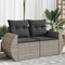 vidaXL - Tuinbank - 2-zits - met - kussens - poly - rattan - grijs