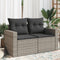 vidaXL - Tuinbank - 2-zits - met - kussens - poly - rattan - grijs