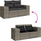 vidaXL - Tuinbank - 2-zits - met - kussens - poly - rattan - grijs
