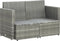 vidaXL - Tuinbank - 2-zits - met - kussens - poly - rattan - grijs