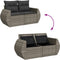 vidaXL - Tuinbank - 2-zits - met - kussens - poly - rattan - grijs