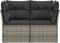 vidaXL - Tuinbank - 2-zits - met - kussens - poly - rattan - grijs