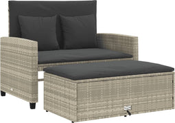 vidaXL - Tuinbank - 2-zits - met - kussens - poly - rattan - lichtgrijs