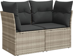 vidaXL - Tuinbank - 2-zits - met - kussens - poly - rattan - lichtgrijs