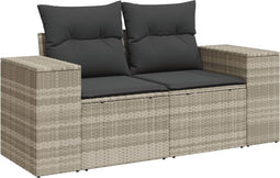 vidaXL - Tuinbank - 2-zits - met - kussens - poly - rattan - lichtgrijs