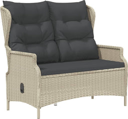 vidaXL - Tuinbank - 2-zits - met - kussens - poly - rattan - lichtgrijs