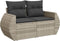 vidaXL - Tuinbank - 2-zits - met - kussens - poly - rattan - lichtgrijs