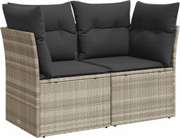 vidaXL - Tuinbank - 2-zits - met - kussens - poly - rattan - lichtgrijs